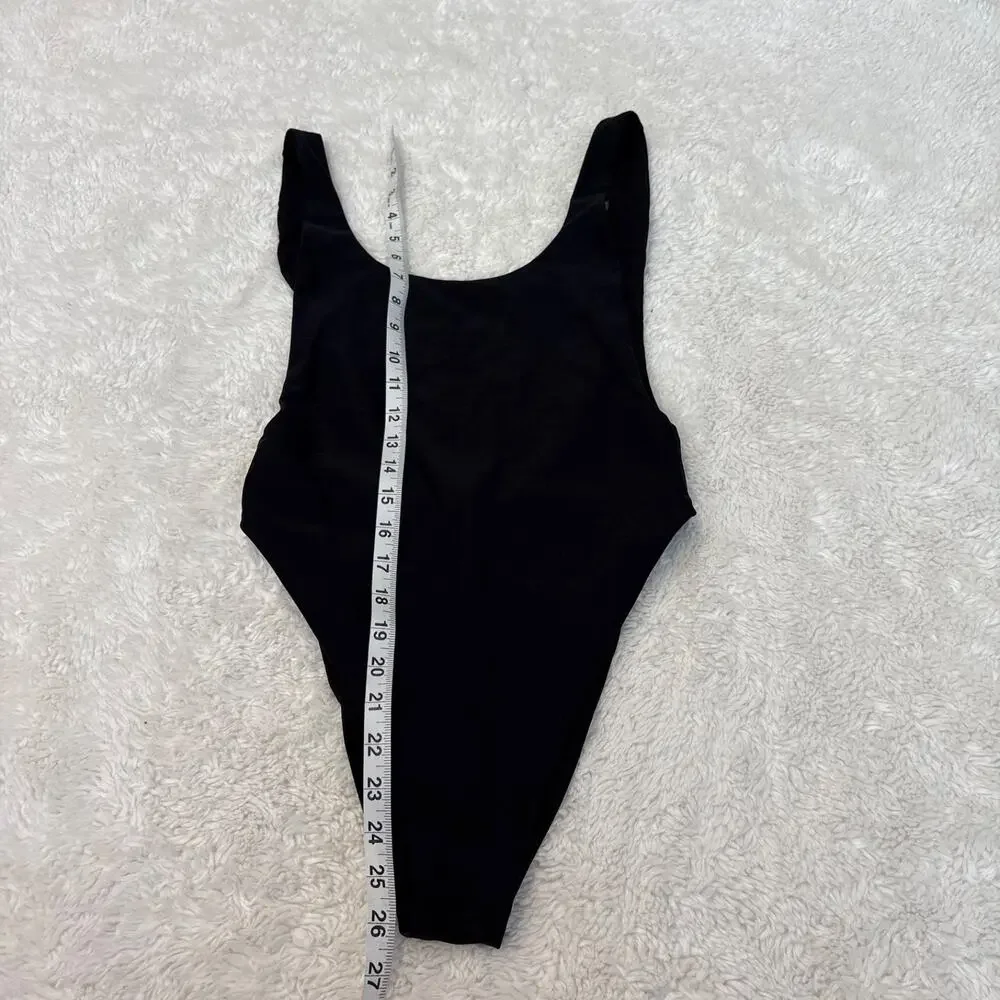 Aerie Black Scoop Neck Low Back One Piece Swimsuit S Beach Resort Classic Sexy